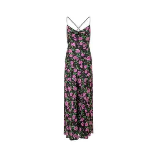 Rose Printed Open Back Dress