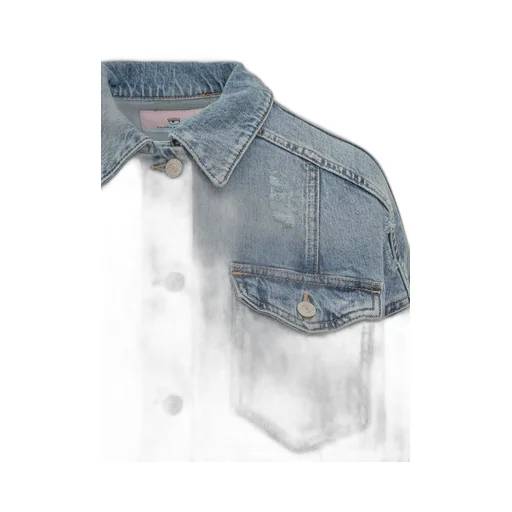 Logo Embroidered Distressed Denim Jacket