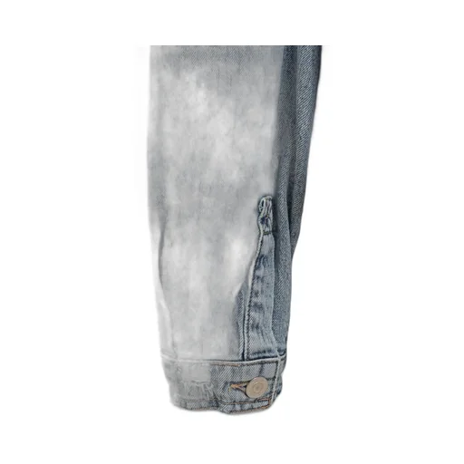 Logo Embroidered Distressed Denim Jacket