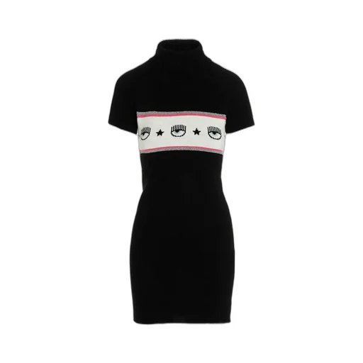 Logo-Intarsia Roll Neck Knitted Dress