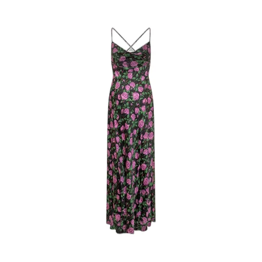 Rose Printed Open Back Dress
