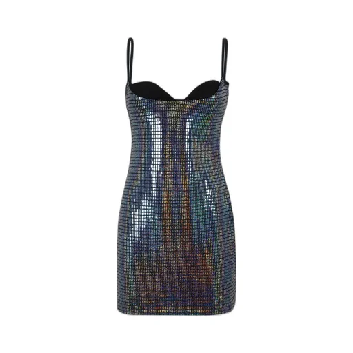 Chainmail-Effect Spaghetti Strapped Mini Dress