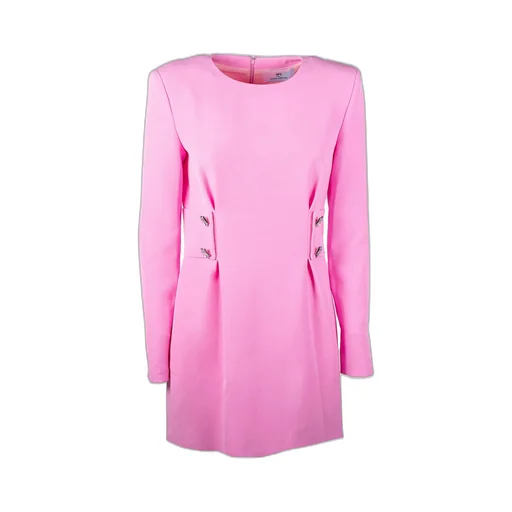 Button-Embellished Fitted Waist Mini Dress