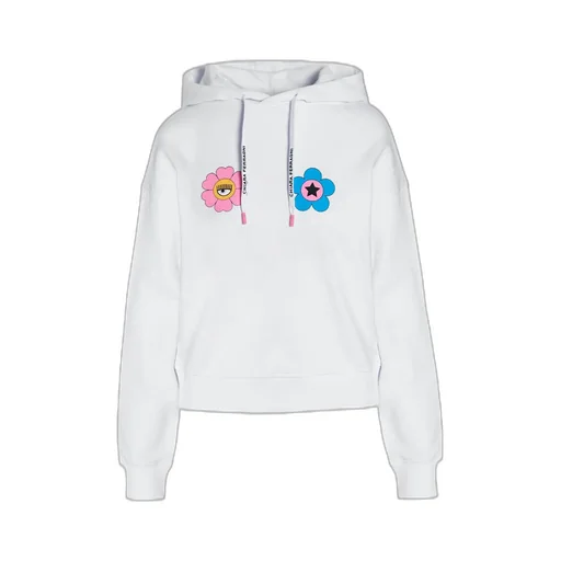 Floral-Logo Printed Drawstring Hoodie