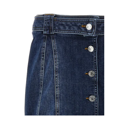 Logo Embroidered High-Waisted Denim Mini Skirt