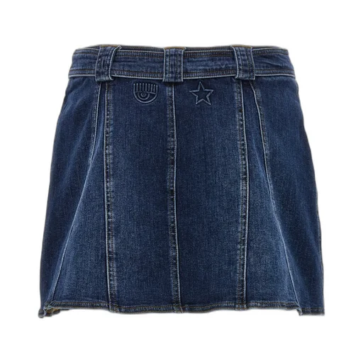 Logo Embroidered High-Waisted Denim Mini Skirt