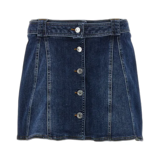 Logo Embroidered High-Waisted Denim Mini Skirt