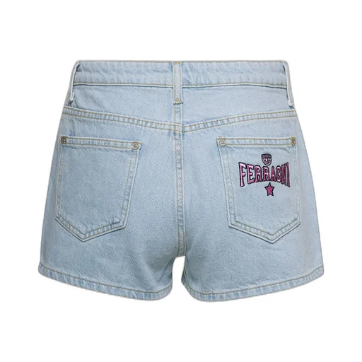 Logo Embroidered Denim Shorts