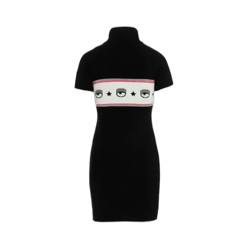 Logo-Intarsia Roll Neck Knitted Dress