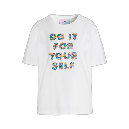Slogan Printed Straight-Hem T-Shirt