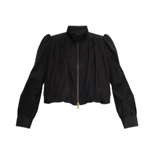 Gathered Zip-Up Cropped Jacket