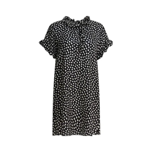 Polka Dot Printed Ruffled Mini Dress