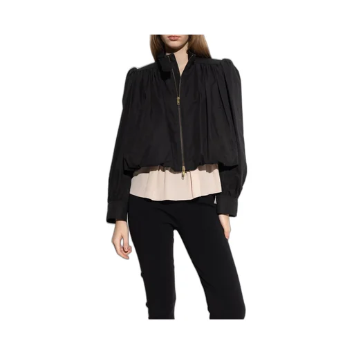 Gathered Zip-Up Cropped Jacket