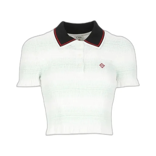 Stripe Shirred Polo Shirt