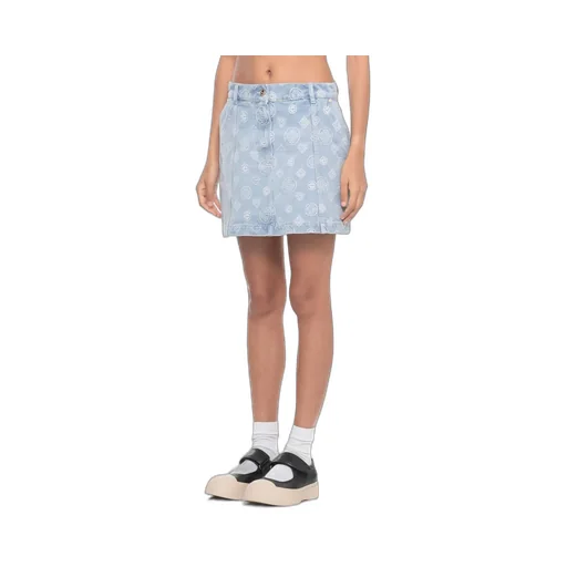 Monogram Denim Logo Patch Skirt