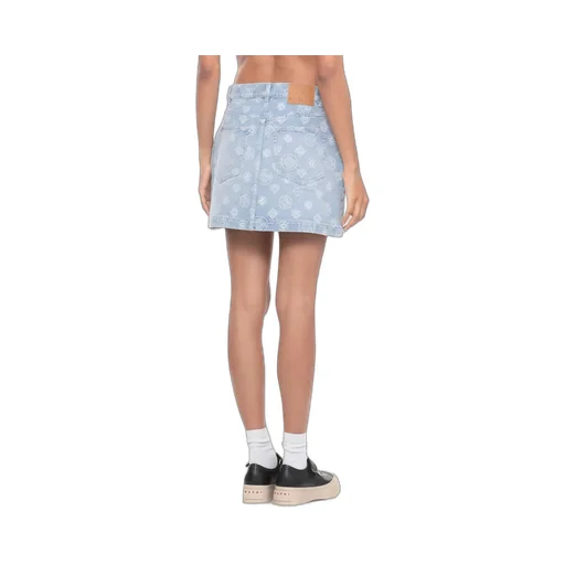 Monogram Denim Logo Patch Skirt