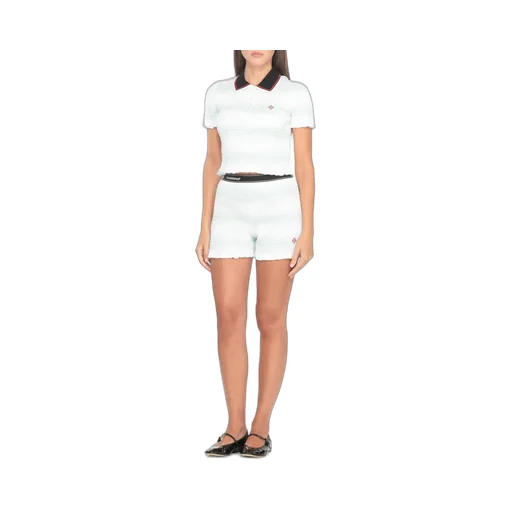Stripe Shirred Polo Shirt