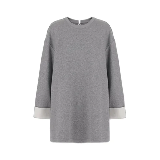 Contrasting-Cuff Three-Quarter Sleeves Top