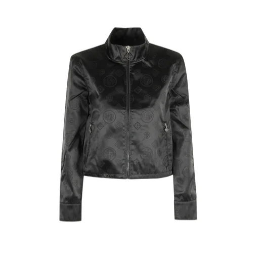 Logo-Pattern Zipped Bomber Jacket