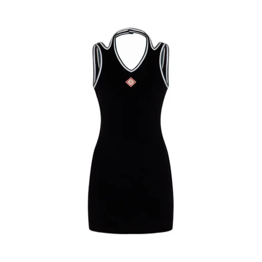 Logo Embroidered Sleeveless Dress