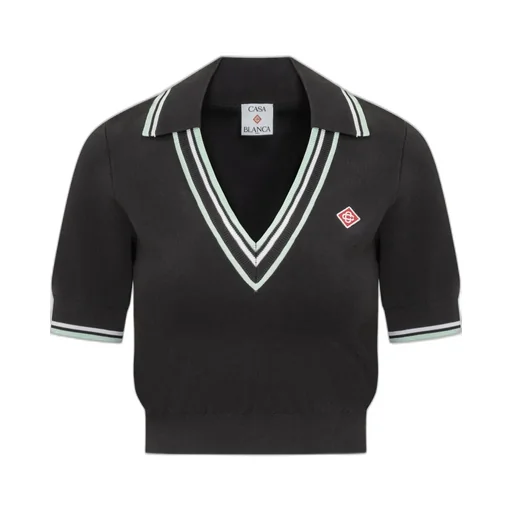 V-Neck Cropped Polo Shirt