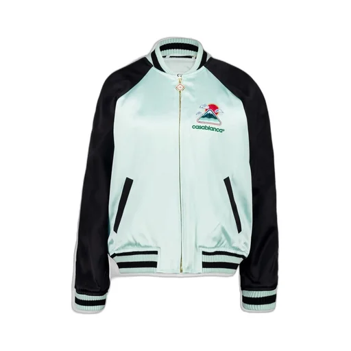 Embroidered Satin Bomber Jacket