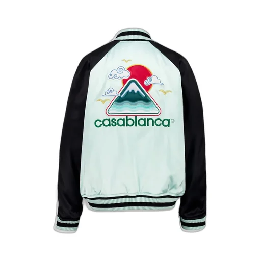 Embroidered Satin Bomber Jacket