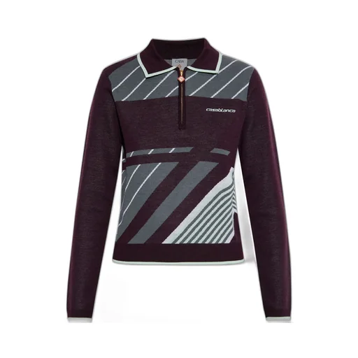 Diagonal Tennis Long Sleeve Polo Shirt