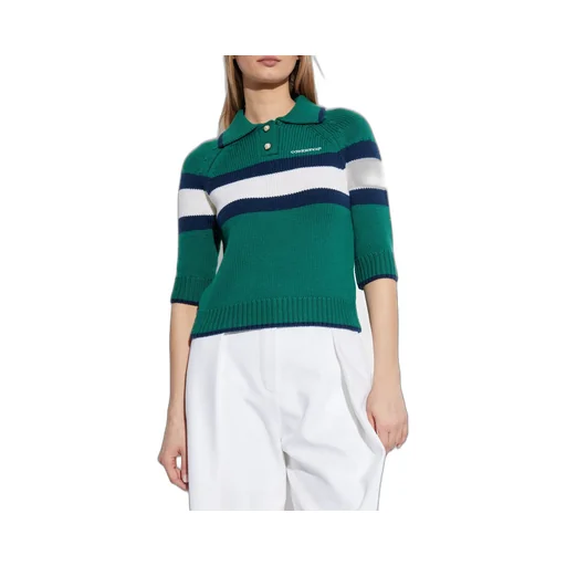 Logo Embroidered Knitted Polo Top