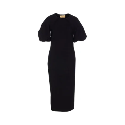 Balloon-Sleeve Midi Dress