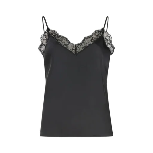 Lace-Trim Satin Tank Top
