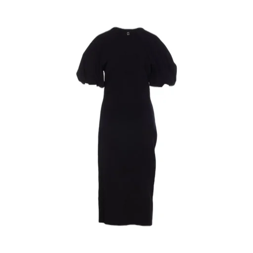 Balloon-Sleeve Midi Dress