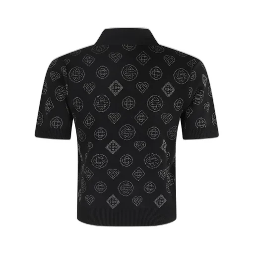 Logo Jacquard Knitted Polo Top