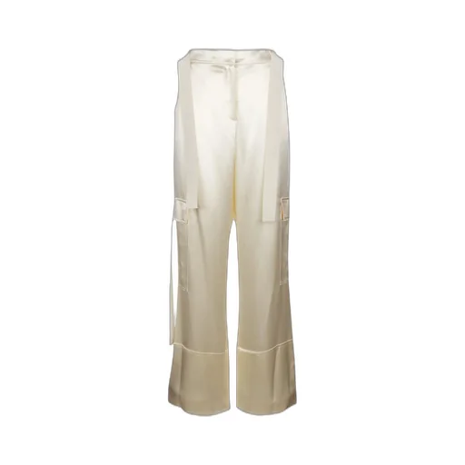 Satin Wide Leg Cargo Trousers
