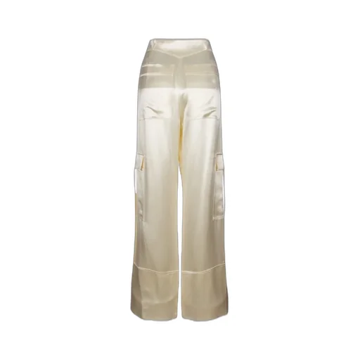 Satin Wide Leg Cargo Trousers