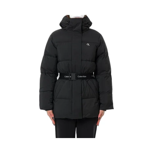 Logo Belt Hooded Puffer Jacket