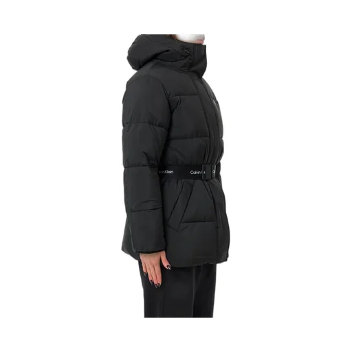 Logo Belt Hooded Puffer Jacket