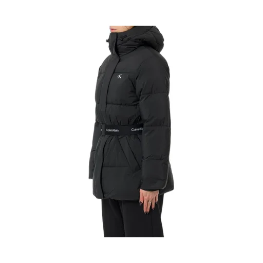 Logo Belt Hooded Puffer Jacket