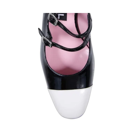 Papaya Two-Tone Buckled Pumps