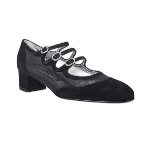Mesh-Panelled Almond Toe Pumps