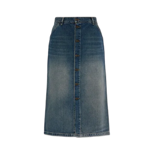 Button-Front Denim Skirt