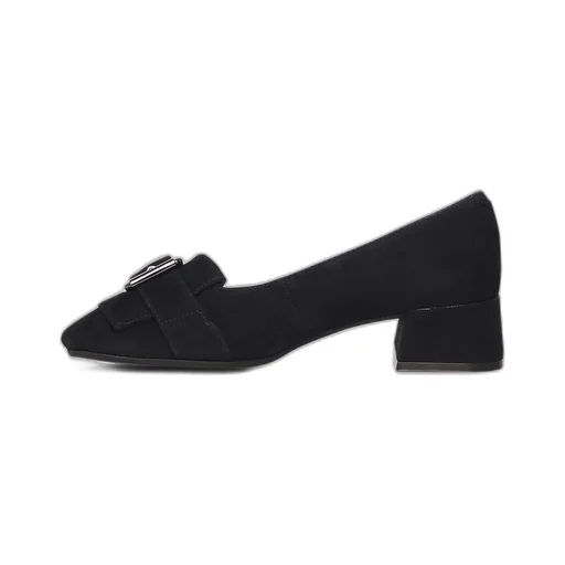 Metal Buckle Suede Pumps