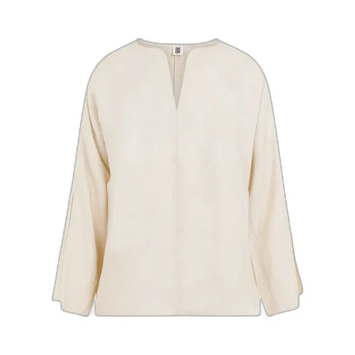 Slit-Sleeved Straight Hem Blouse