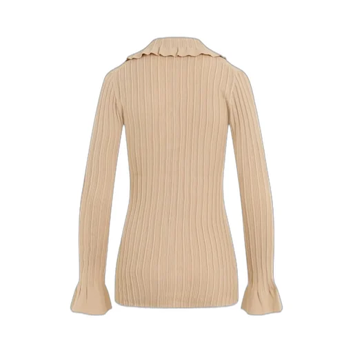 Tie-Fastened Ruffled Jumper