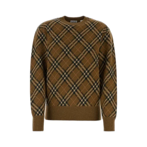 Checked Knitted Crewneck Jumper