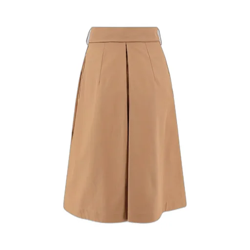 Belted-Waist Double Breasted Flared Skirt