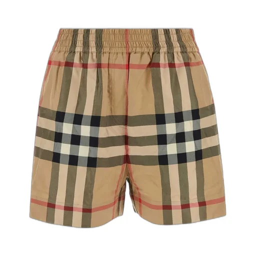 Vintage Check-Pattern Elasticated Waistband Shorts