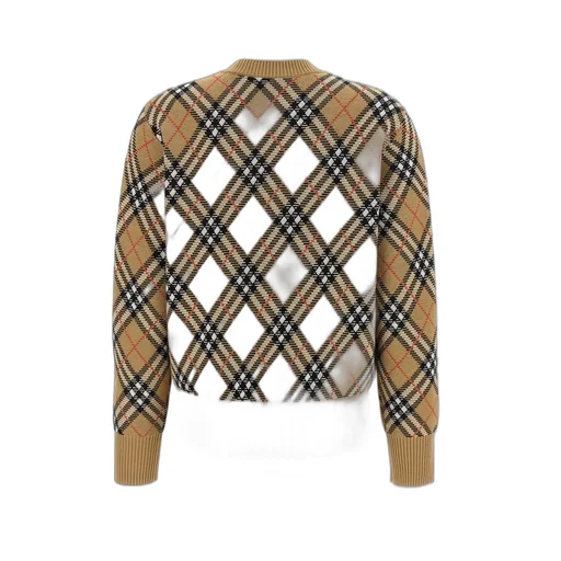Crewneck Checked Knitted Jumper