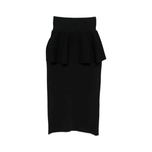 Ribbed Peplum Midi Skirt