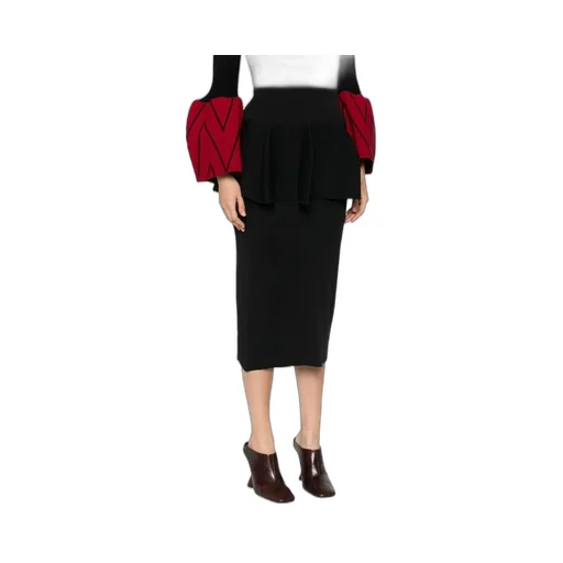 Ribbed Peplum Midi Skirt